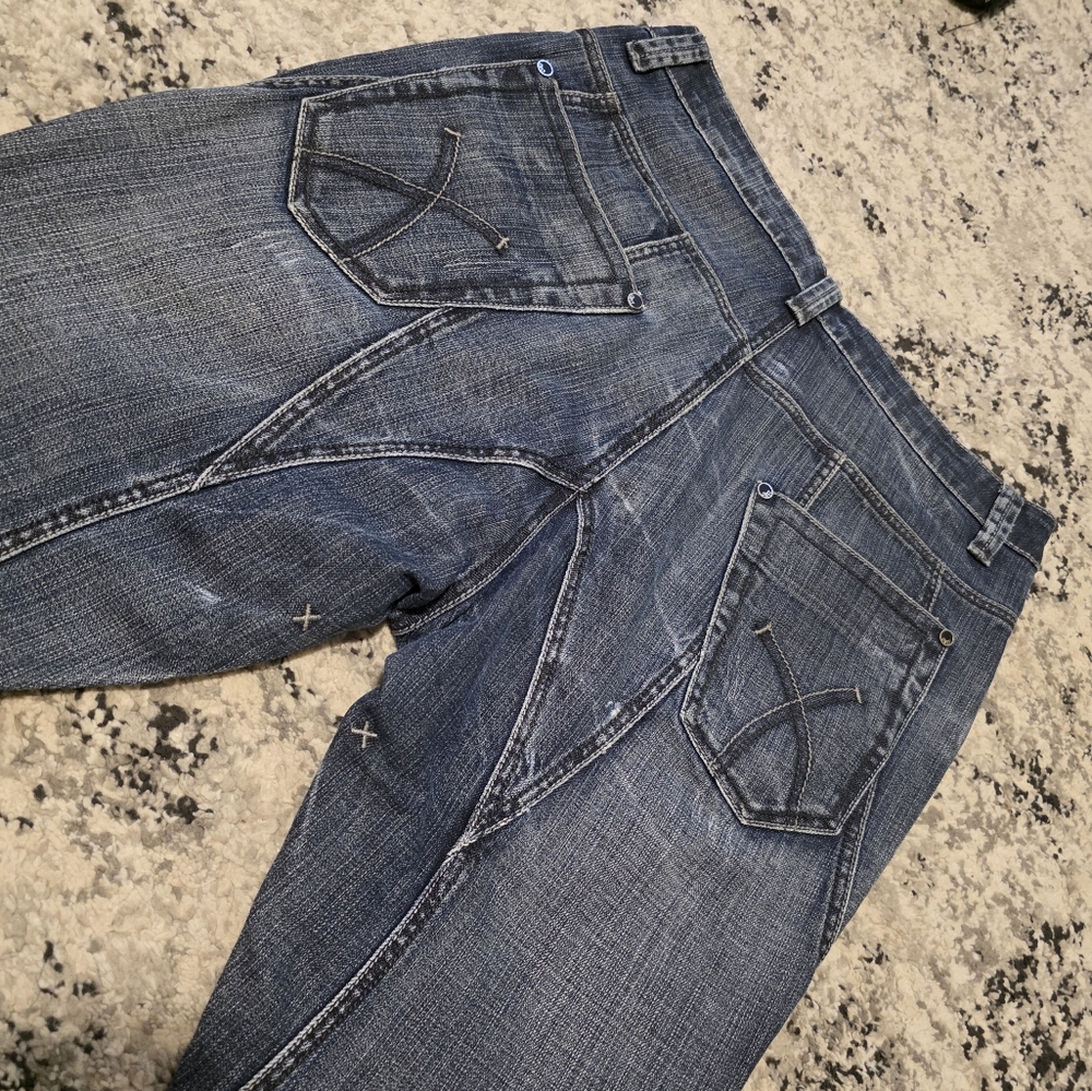 Vintage Y2k Camelot Baggy Crotch Skinny Jeans Mens Size 28 Dark Fade Wash - Picture 12 of 12